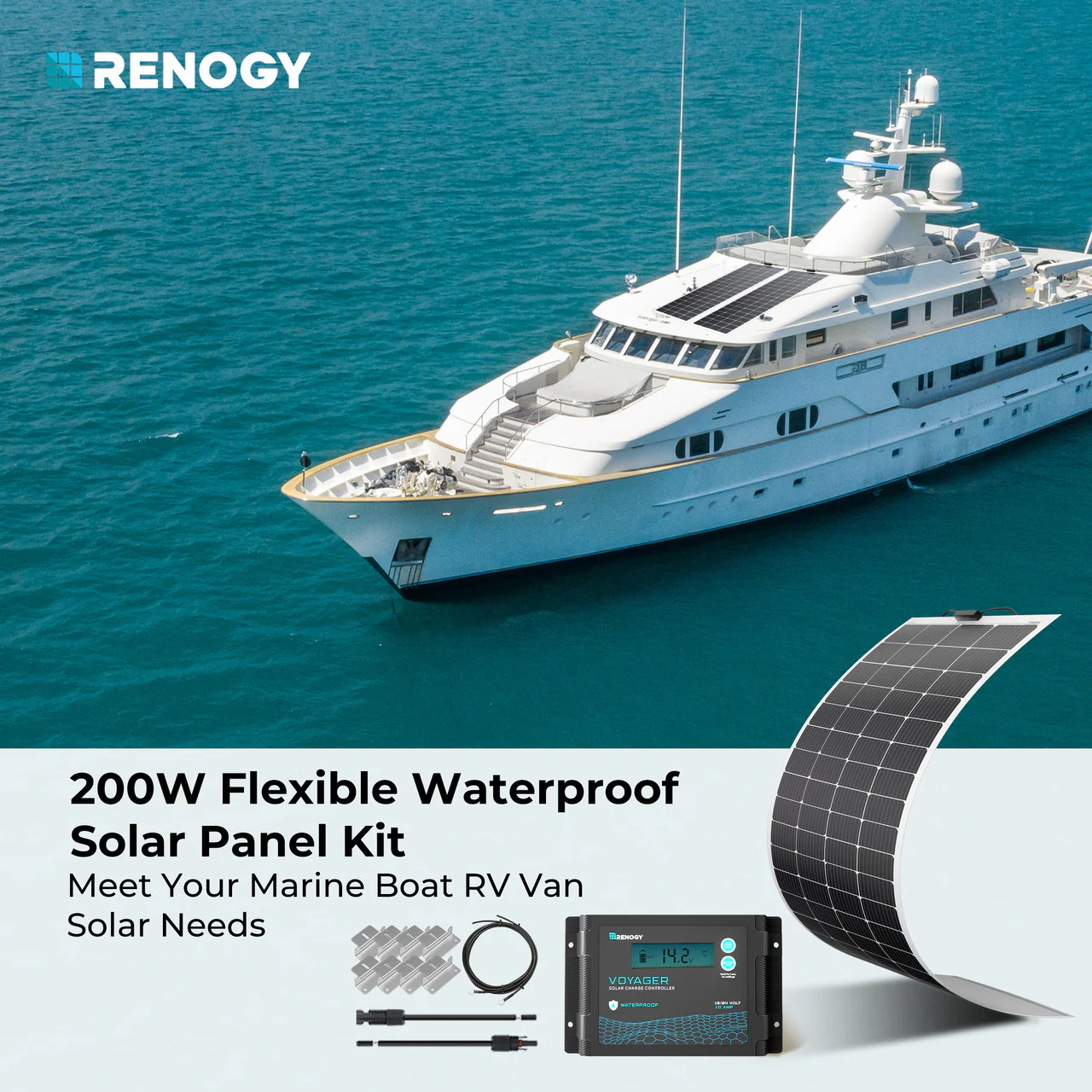 200W 12V Flexible Solar Marine Kit w/ 20A Voyager Waterproof Charge Controller - Image 6
