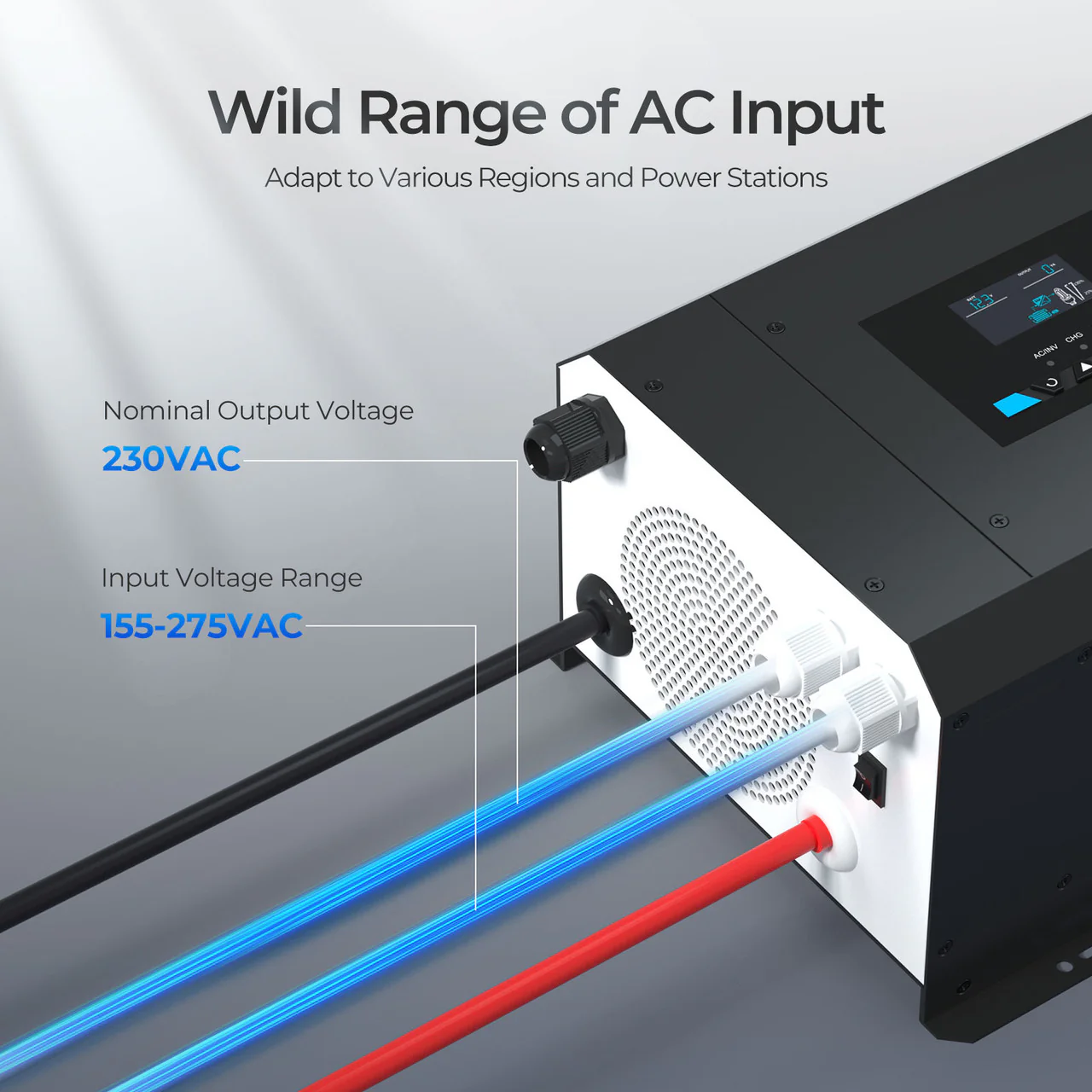 3000W 12V Pure Sine Wave Inverter Charger w/ LCD - Image 3