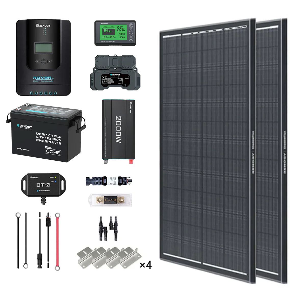 2kWh 400W 12V Solar Panel System w/Solar Panel, Battery, Inverter and Charge Controller - Image 3