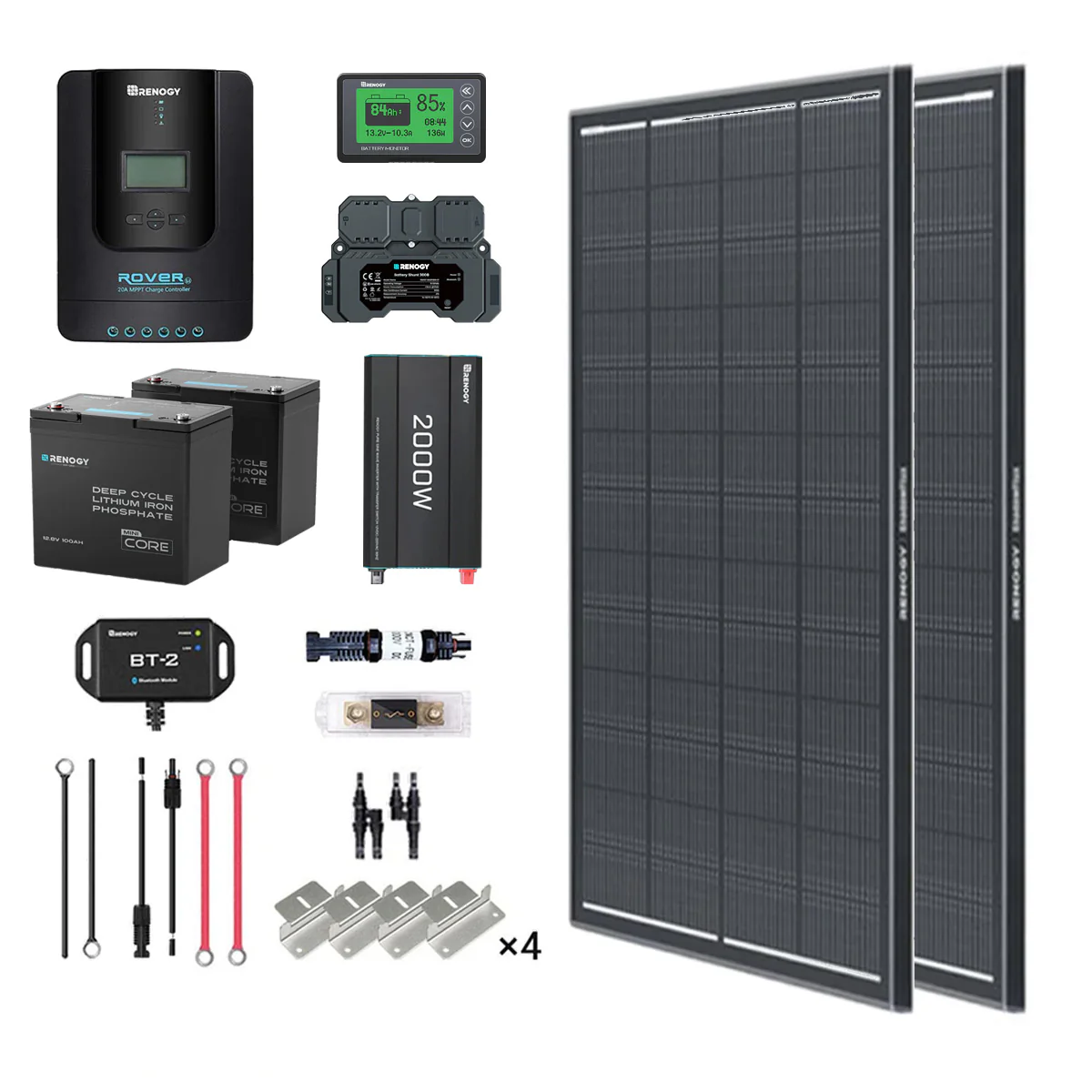 2kWh 400W 12V Solar Panel System w/Solar Panel, Battery, Inverter and Charge Controller - Image 4