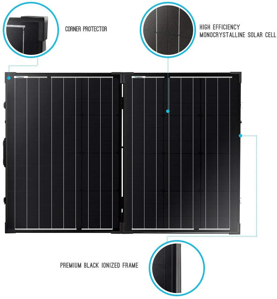 100 Watt 12 Volt Foldable Portable Solar Suitcase Monocrystalline with Waterproof Charge Controller - Image 3