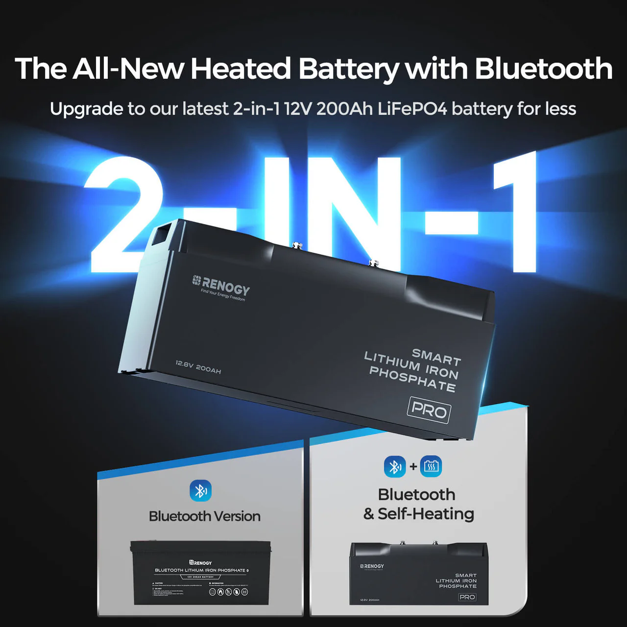 Pro-12V 200Ah Deep Cycle Lithium Iron Phosphate Battery w/Bluetooth & Self-heating Function - Image 5