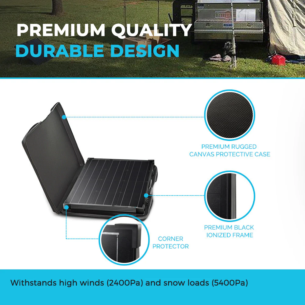 100 Watt 12 Volt Monocrystalline Foldable Solar Suitcase w/o Controller - Image 3