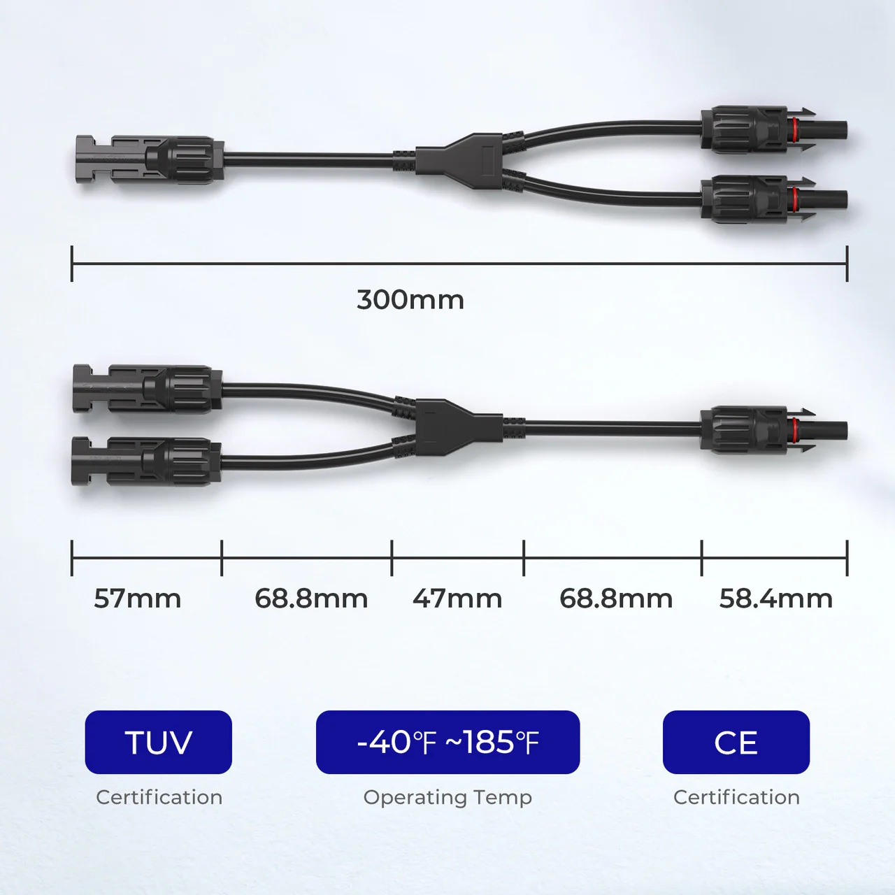 Solar Connectors Y Branch Parallel Adapter Cable - Image 3